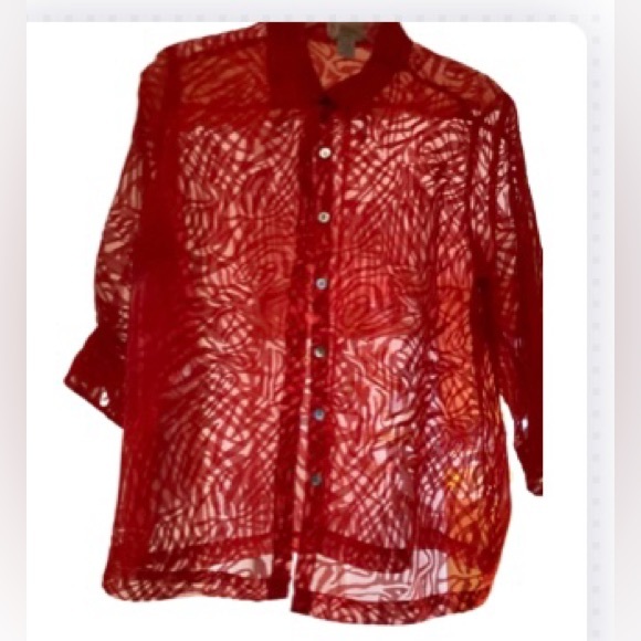 NWT Choices Plus Size 1X Sheer Blouse - Picture 9 of 15